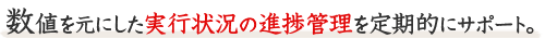 数値を元にした実行状況の進捗管理を定期的にサポート。